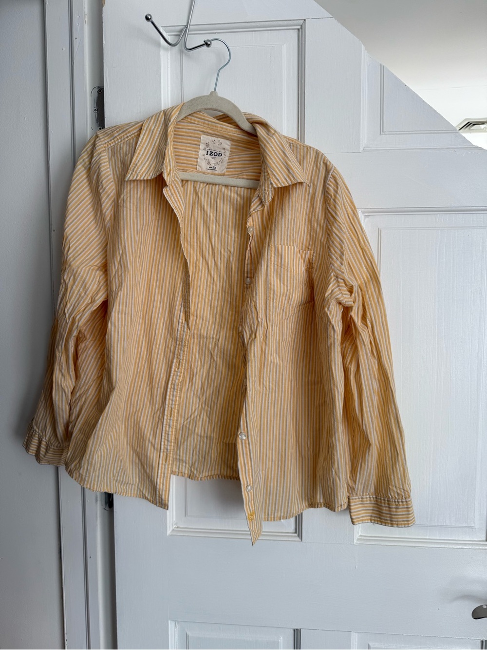 Vintage IZOD Yellow Striped Button Up | Coastal Grandmother | 100% Cotton